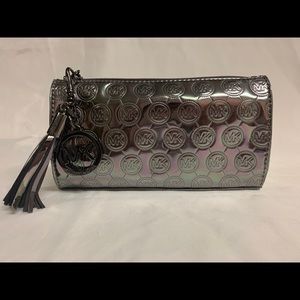 Michael kors sliver metallic cosmetic bag